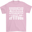 Teacher Attitude Funny Teaching Maths English Mens T-Shirt 100% Cotton Light Pink