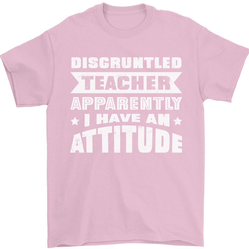 Teacher Attitude Funny Teaching Maths English Mens T-Shirt 100% Cotton Light Pink