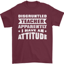 Teacher Attitude Funny Teaching Maths English Mens T-Shirt 100% Cotton Maroon