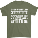 Teacher Attitude Funny Teaching Maths English Mens T-Shirt 100% Cotton Military Green