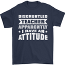 Teacher Attitude Funny Teaching Maths English Mens T-Shirt 100% Cotton Navy Blue