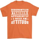 Teacher Attitude Funny Teaching Maths English Mens T-Shirt 100% Cotton Orange