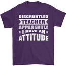 Teacher Attitude Funny Teaching Maths English Mens T-Shirt 100% Cotton Purple