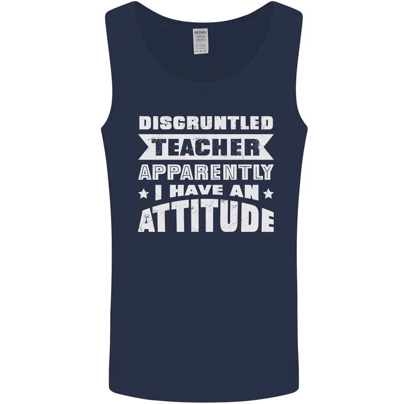 Teacher Attitude Funny Teaching Maths English Mens Vest Tank Top Navy Blue
