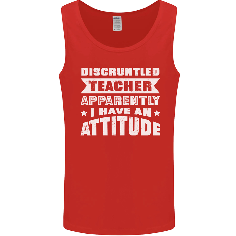 Teacher Attitude Funny Teaching Maths English Mens Vest Tank Top Red