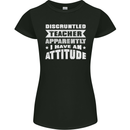 Teacher Attitude Funny Teaching Maths English Womens Petite Cut T-Shirt Black