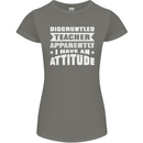 Teacher Attitude Funny Teaching Maths English Womens Petite Cut T-Shirt Charcoal