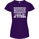 Teacher Attitude Funny Teaching Maths English Womens Petite Cut T-Shirt Purple