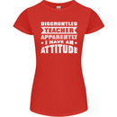 Teacher Attitude Funny Teaching Maths English Womens Petite Cut T-Shirt Red