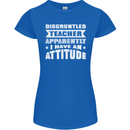 Teacher Attitude Funny Teaching Maths English Womens Petite Cut T-Shirt Royal Blue