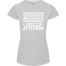 Teacher Attitude Funny Teaching Maths English Womens Petite Cut T-Shirt Sports Grey