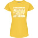 Teacher Attitude Funny Teaching Maths English Womens Petite Cut T-Shirt Yellow