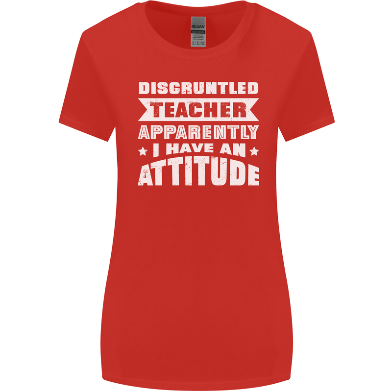 Teacher Attitude Funny Teaching Maths English Womens Wider Cut T-Shirt Red
