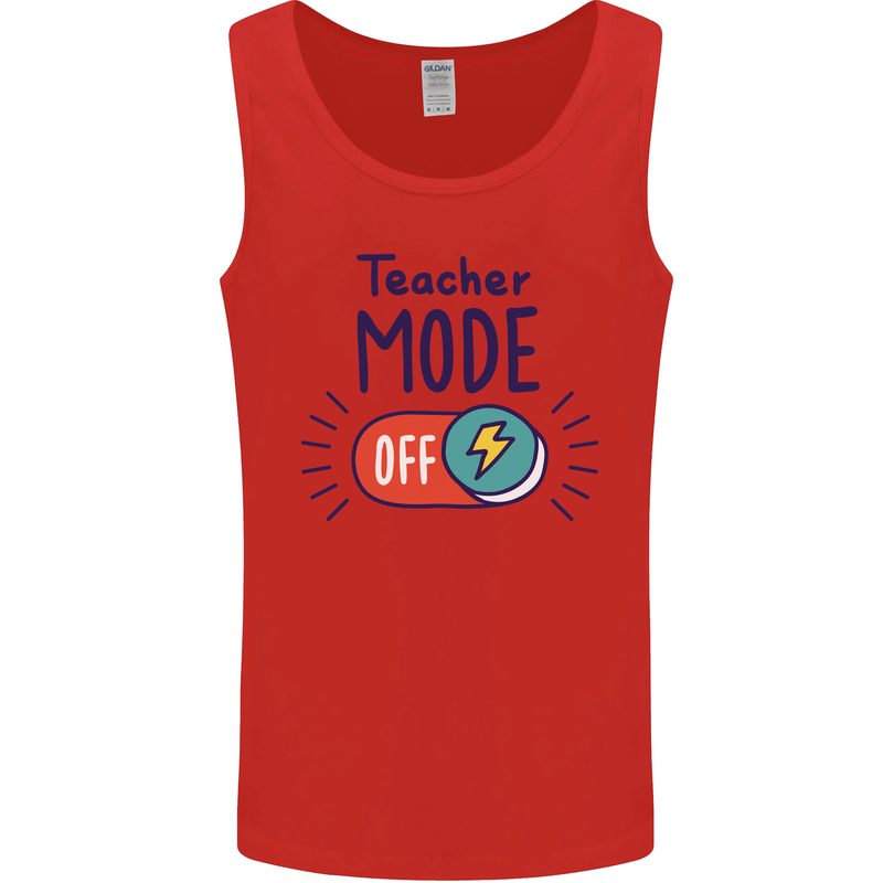 Teacher Mode Off Funny Teaching Mens Vest Tank Top Red