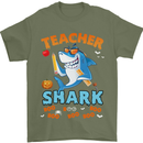 Teacher Shark Funny Teaching Halloween Mens T-Shirt 100% Cotton Military Green