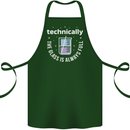Technically the Glass is Always Full Science Funny Cotton Apron 100% Organic Forest Green