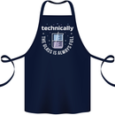 Technically the Glass is Always Full Science Funny Cotton Apron 100% Organic Navy Blue