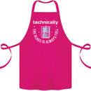 Technically the Glass is Always Full Science Funny Cotton Apron 100% Organic Pink