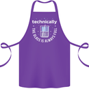 Technically the Glass is Always Full Science Funny Cotton Apron 100% Organic Purple