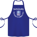 Technically the Glass is Always Full Science Funny Cotton Apron 100% Organic Royal Blue
