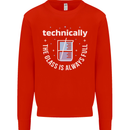 Technically the Glass is Always Full Science Funny Kids Sweatshirt Jumper Bright Red