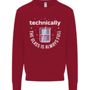 Technically the Glass is Always Full Science Funny Kids Sweatshirt Jumper Red