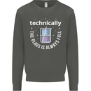 Technically the Glass is Always Full Science Funny Kids Sweatshirt Jumper Storm Grey