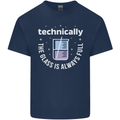 Technically the Glass is Always Full Science Funny Kids T-Shirt Childrens Navy Blue