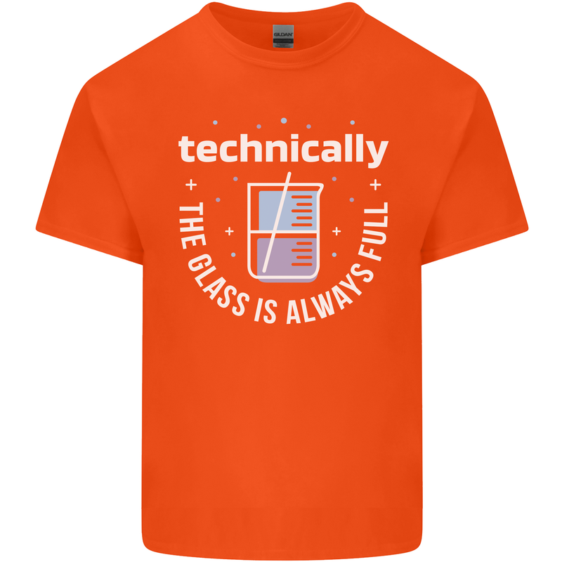 Technically the Glass is Always Full Science Funny Kids T-Shirt Childrens Orange