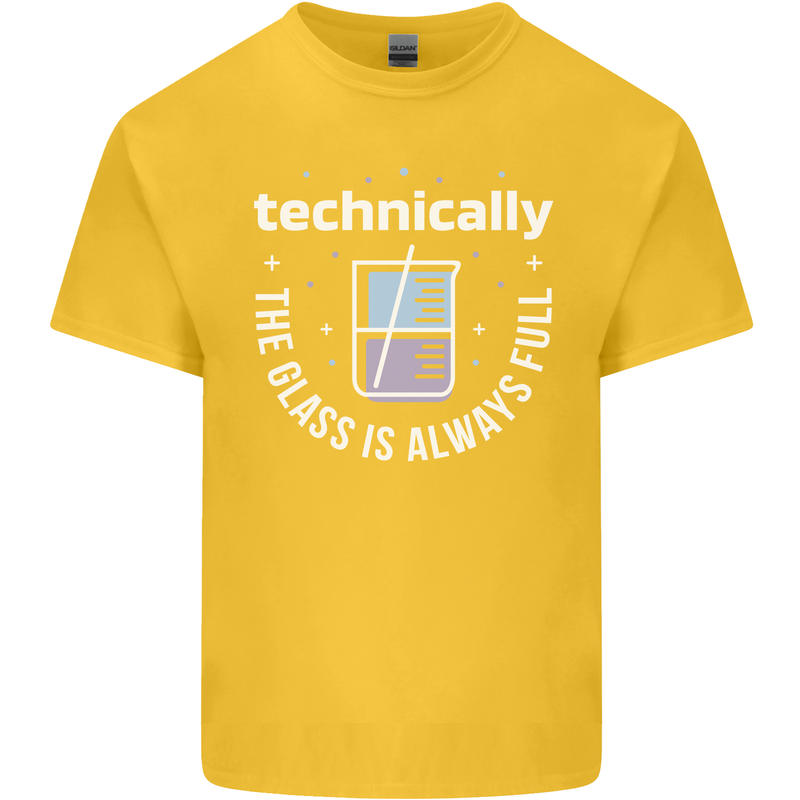 Technically the Glass is Always Full Science Funny Kids T-Shirt Childrens Yellow