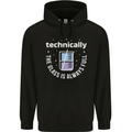 Technically the Glass is Always Full Science Funny Mens 80% Cotton Hoodie Black