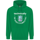 Technically the Glass is Always Full Science Funny Mens 80% Cotton Hoodie Irish Green