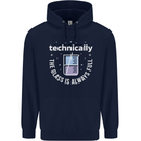 Technically the Glass is Always Full Science Funny Mens 80% Cotton Hoodie Navy Blue
