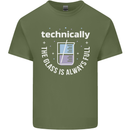 Technically the Glass is Always Full Science Funny Mens Cotton T-Shirt Tee Top Military Green