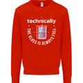 Technically the Glass is Always Full Science Funny Mens Sweatshirt Jumper Bright Red