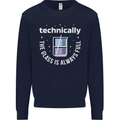 Technically the Glass is Always Full Science Funny Mens Sweatshirt Jumper Navy Blue
