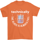 Technically the Glass is Always Full Science Funny Mens T-Shirt 100% Cotton Orange