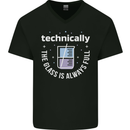 Technically the Glass is Always Full Science Funny Mens V-Neck Cotton T-Shirt Black
