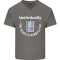 Technically the Glass is Always Full Science Funny Mens V-Neck Cotton T-Shirt Charcoal