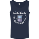Technically the Glass is Always Full Science Funny Mens Vest Tank Top Navy Blue