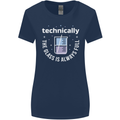 Technically the Glass is Always Full Science Funny Womens Wider Cut T-Shirt Navy Blue