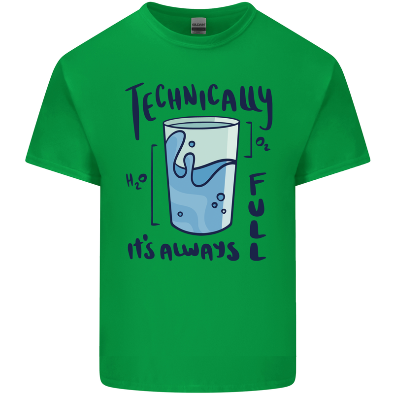 Technically the Glass is Always Full Science Geek Kids T-Shirt Childrens Irish Green