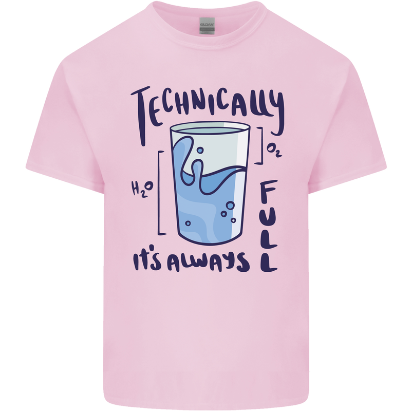 Technically the Glass is Always Full Science Geek Kids T-Shirt Childrens Light Pink