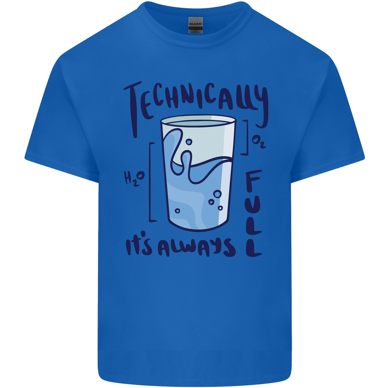Technically the Glass is Always Full Science Geek Kids T-Shirt Childrens Royal Blue