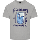 Technically the Glass is Always Full Science Geek Kids T-Shirt Childrens Sports Grey