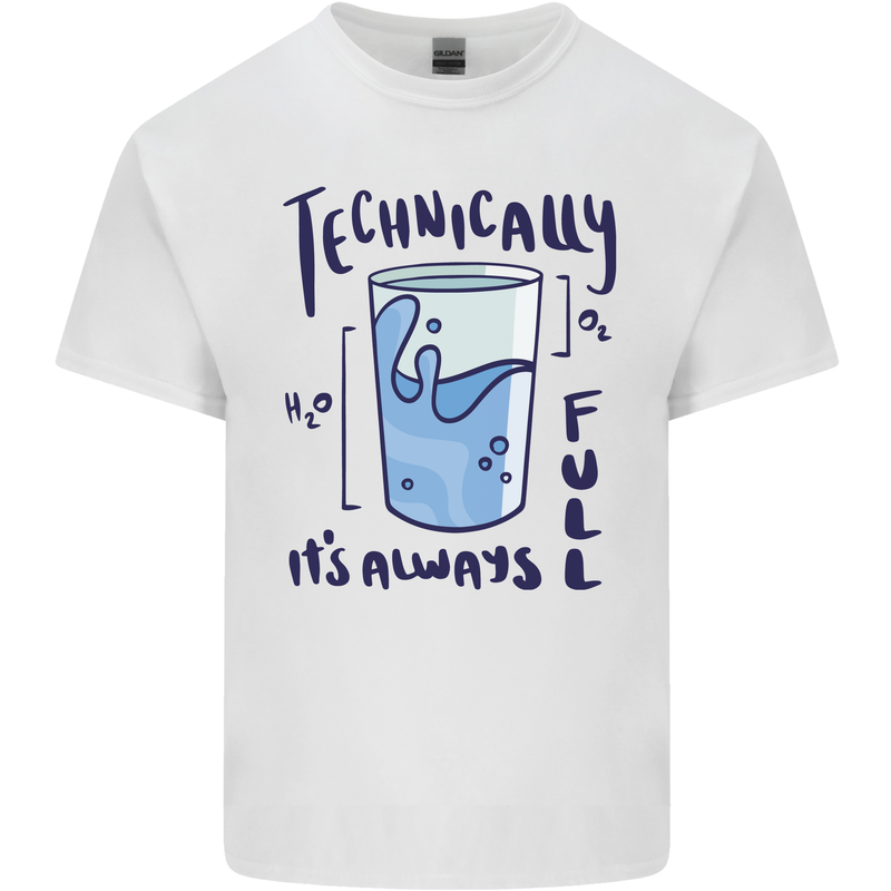 Technically the Glass is Always Full Science Geek Kids T-Shirt Childrens White