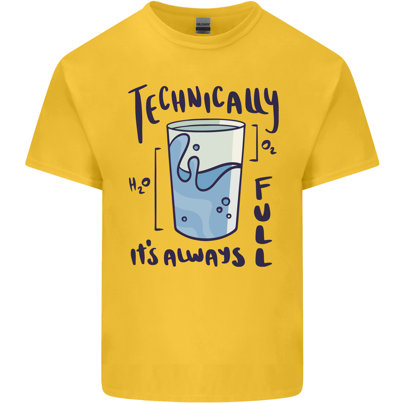 Technically the Glass is Always Full Science Geek Kids T-Shirt Childrens Yellow