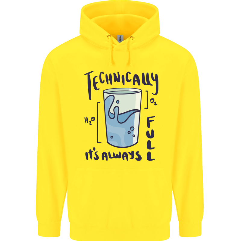 Technically the Glass is Always Full Science Geek Mens 80% Cotton Hoodie Yellow