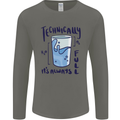 Technically the Glass is Always Full Science Geek Mens Long Sleeve T-Shirt Charcoal