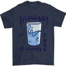 Technically the Glass is Always Full Science Geek Mens T-Shirt 100% Cotton Navy Blue